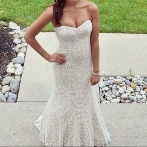 LaGala by Mon Cheri Strapless Jeweled Mermaid Gown